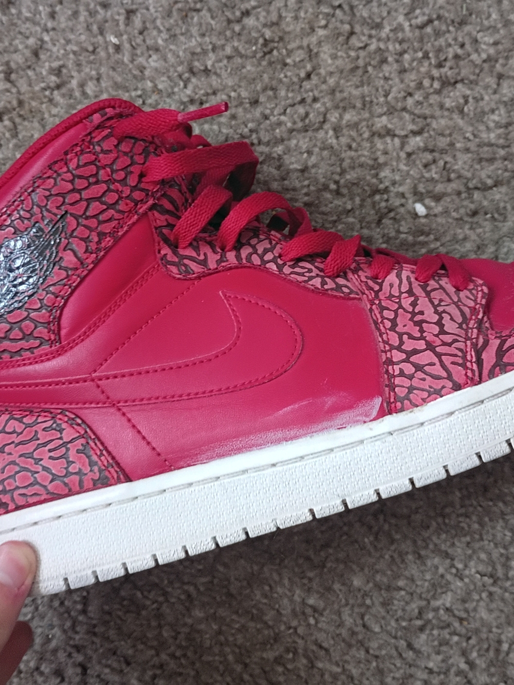 Nike Air Jordans Red Elephant Print High-Top Sneaker